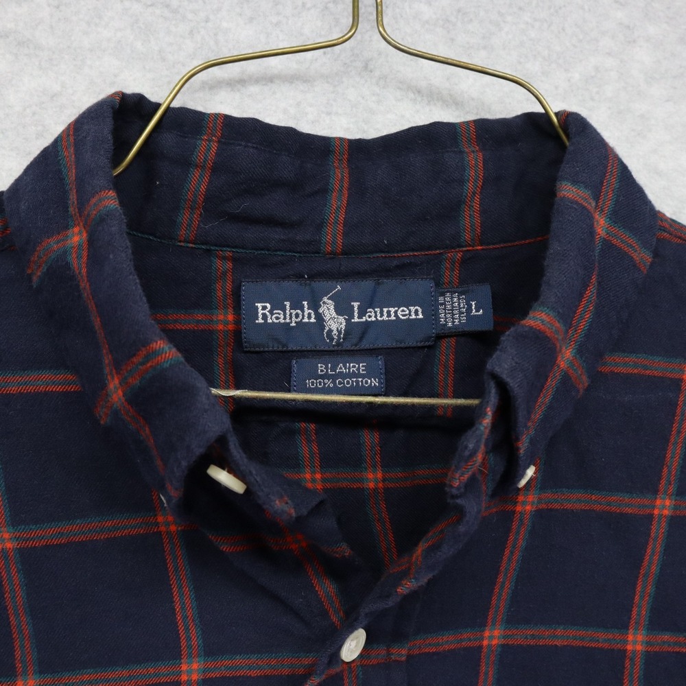 Ralph Lauren Shirt Mens Large Blaire Casual Button Up Blue Plaid Long Sleeve - Picture 3 of 8